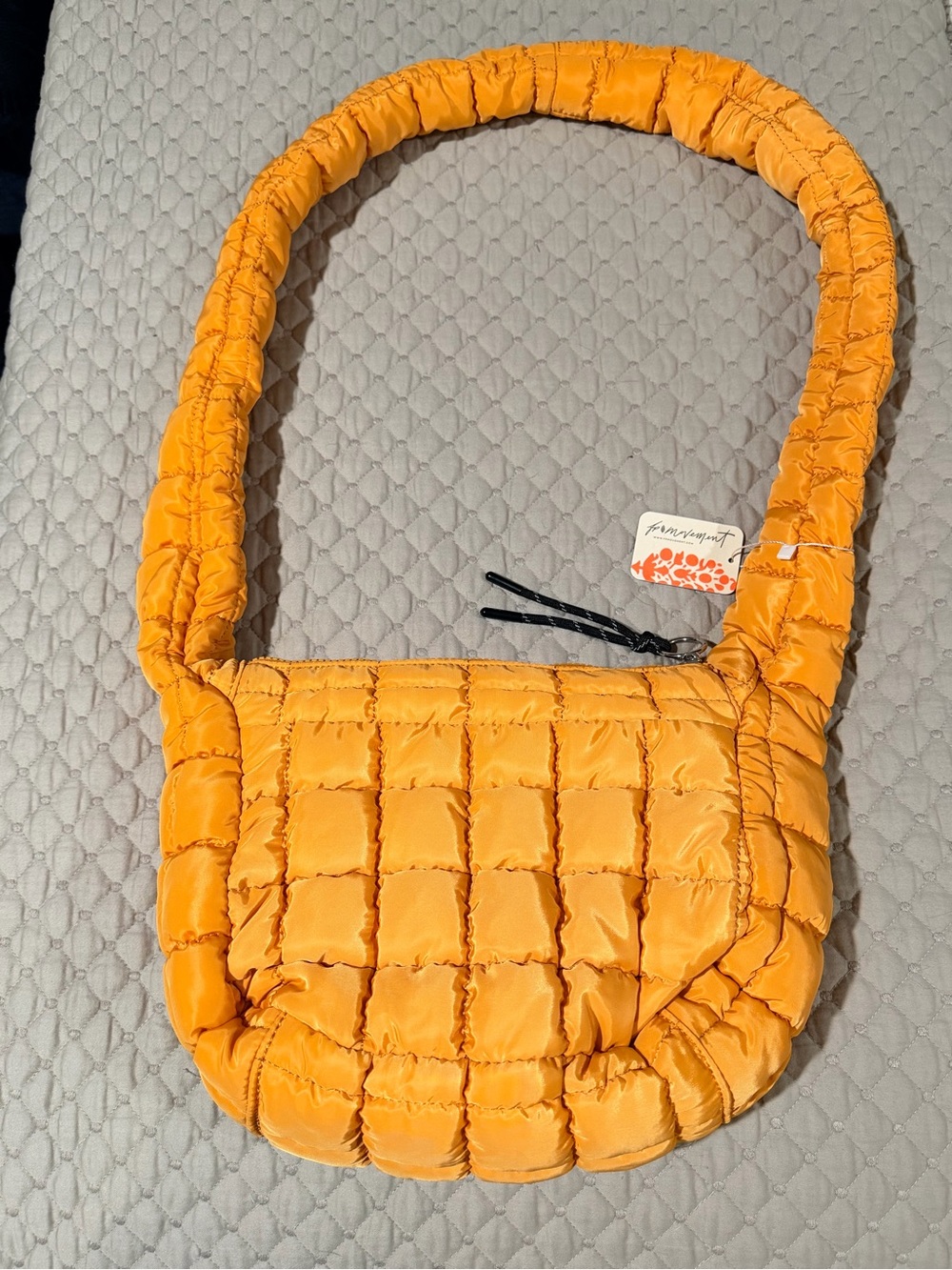Free People Quilted Baby Carryall Sling Bag/Purse in Light Papaya Yellow/Gold